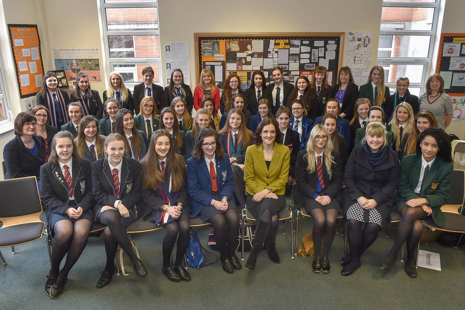 The Secretary of State spoke to 6th Form students from Sullivan Upper, Ashfield Girls, Strathearn, Glenlola, Priory College, Lagan College and St. Columbanus. 