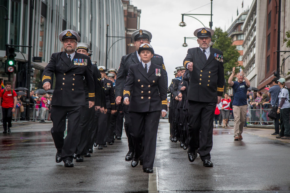 Royal Navy personnel taking part in Pride in London