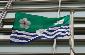 The Cumbrian flag flying outside DCLG headquarters.