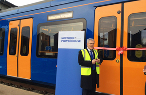 Andrew Jones with the new Supertram tram tain.