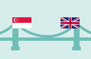 Graphic of a bridge with the Singapore and UK flags