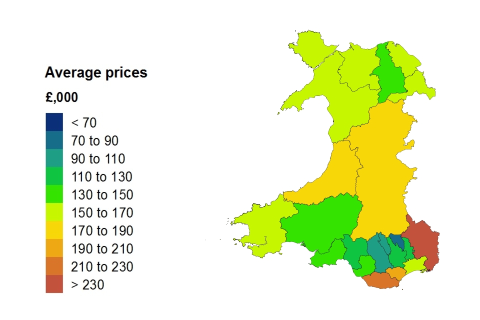 Average price by local authority for Wales