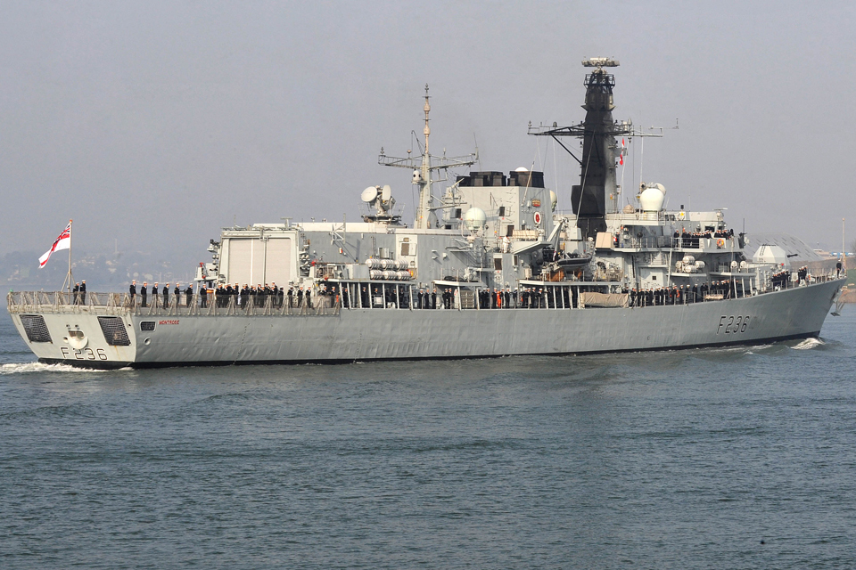 Royal Navy warship welcomed home from operations