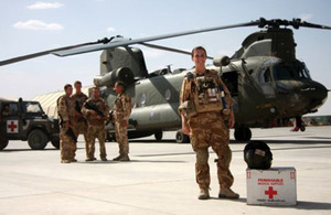 Flight Lieutenant Vanessa Miles (front) with members of her Medical Emergency Response Team in southern Afghanistan