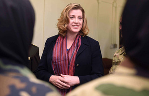 Armed Forces Minister Penny Mordaunt meeting new female officers at ANAOA.