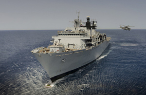 HMS Bulwark in the Mediterranean Sea. Crown Copyright.