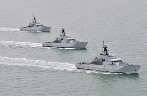 Royal Navy River Class offshore patrol vessels (from left) HMS Severn, HMS Mersey and HMS Tyne (library image) [Picture: Leading Airman (Photographer) Al Macleod, Crown copyright]