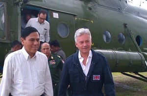 Alan Duncan visits IDP Camps in Myaybon Township accompanied by Rakhine State Chief Minister U Hla Maung Tin