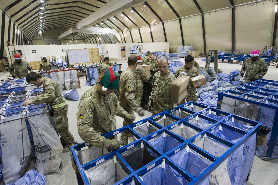 Troops sort through mail