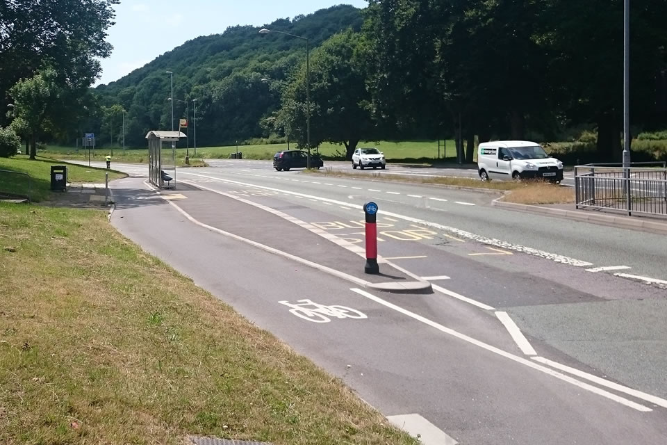 Bus stop bypass on Lewes Road on the approach to Brighton from the north. 