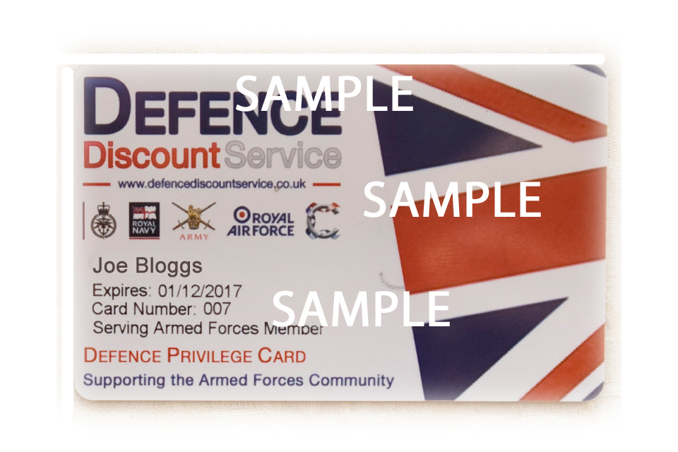 An example of the Defence Privilege Card