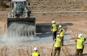 Army reservists from the Royal Monmouthshire Royal Engineers constructing an improvised explosive device search training facility in Cyprus for Afghanistan-bound British soldiers