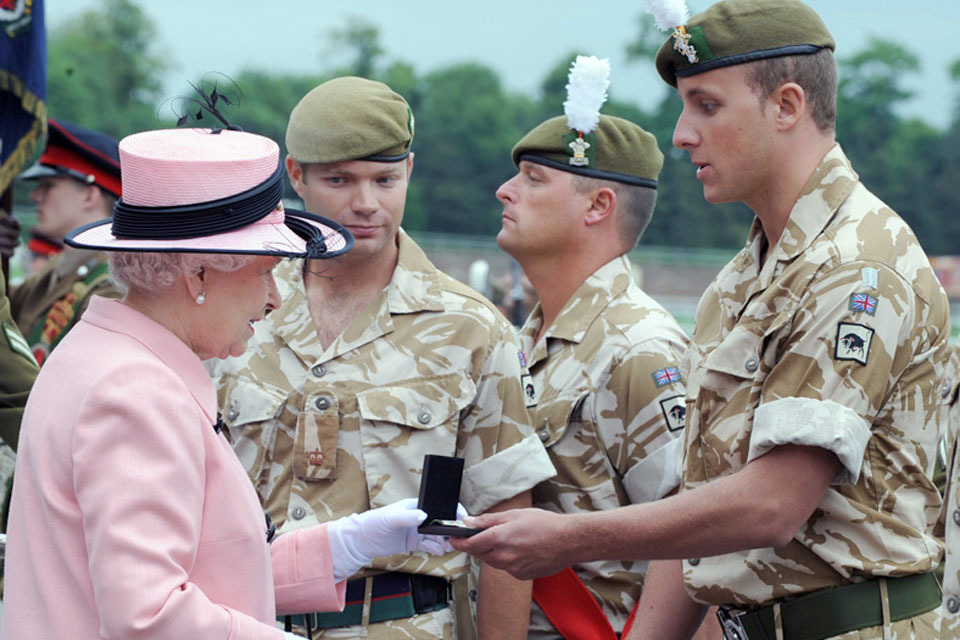 The Queen presents Afghanistan medals to Royal Welsh soldiers