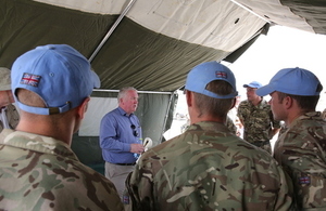 Mike Penning speaks to UK personnel in South Sudan