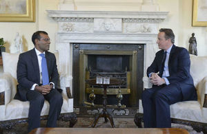 Prime Minister David Cameron and former Maldives President Mohamed Nasheed