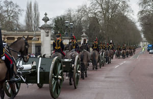 Members of the King's Troop Royal Horse Artillery parade past Buckingham Palace on Constitution Hill, London (library image) [Picture: Sergeant Jez Doak, Crown copyright]