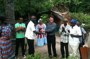 Deputy High Commissioner George Sherriff donating tree saplings to Bijilo Forest Park