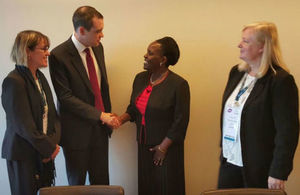 DFID Parliamentary Under Secretary of State, James Wharton shaking hands with Tanzanian Minister of Education, Science and Technology Prof. Joyce Ndalichako