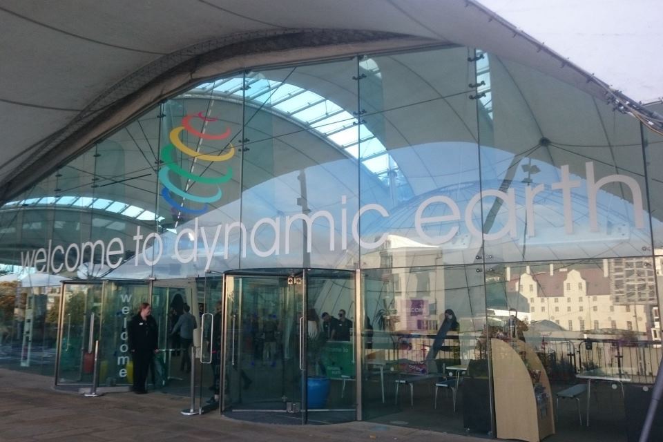 Outside image of the One Dynamic Earth Science Centre, Edinburgh.