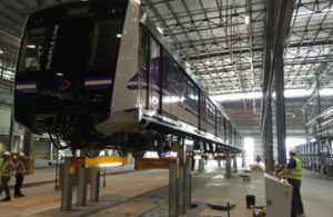 Purple line train carriage under construction