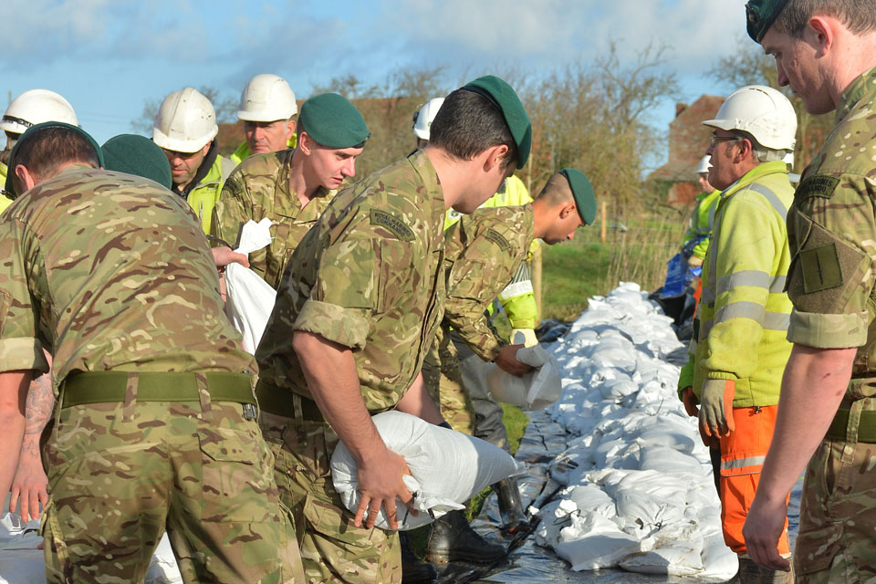 Royal Marines assist with the flood relief effort