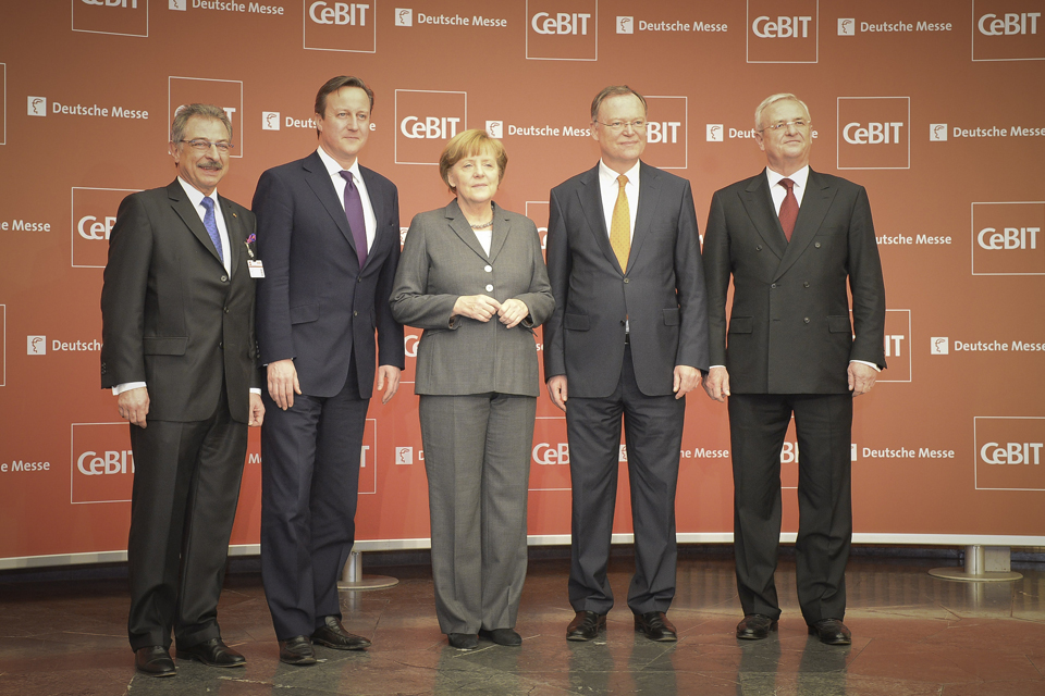 David Cameron and Chancellor Merkel at CeBIT trade fair