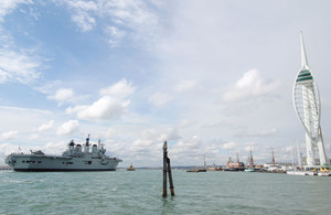 HMS Illustrious returns to Portsmouth Naval Base