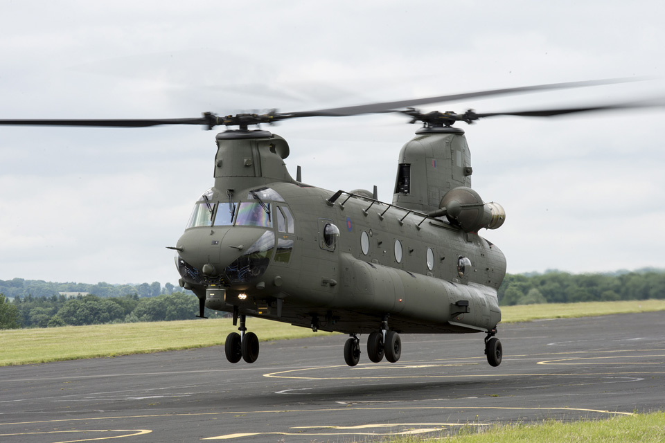 An RAF Mark 6 Chinook helicopter at RAF Odiham