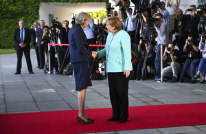 Prime Minister Theresa May meeting Chancellor Merkel of Germany.