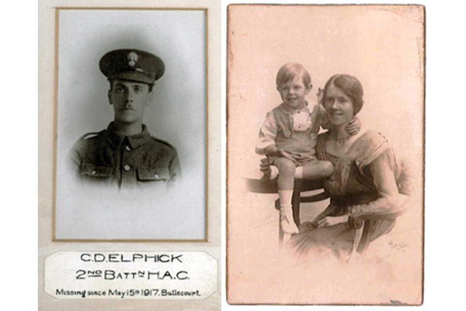 From left: Private Christopher Elphick and Ronald Douglas and Hilda Kate Elphick