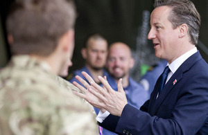 David Cameron meets military personnel