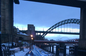 Newcastle barriers in the snow