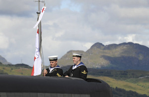The commissioning pennant is raised on HMS Astute