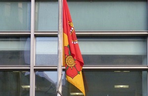Hampshire flag flying outside Eland House
