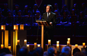 Prime Minister David Cameron speaking at the National Holocaust Commemoration Event.