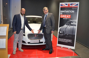 Consul General & Director UKTI Italy Vic Annells with Jaguar Italia Marketing Manager Federico Funaro at the Test & Taste Event in Milan on 15 November