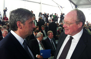 Sir Andrew Burns, UK Envoy for Post-Holocaust Issues, meeting Austrian Foreign Minister Michael Spindelegger at the Mauthausen Memorial