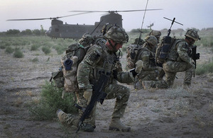 Members of the 3 Commando Brigade Reconnaissance Force taking part in the daylight helicopter assault in Helmand province