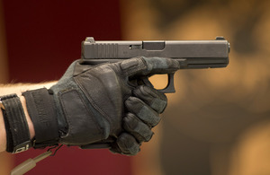 Close up of a Glock 17 pistol [Picture: Andrew Linnett, Crown Copyright/MOD 2013]