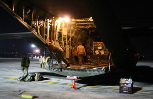 RAF C-130 aircraft arrives in Cebu. Picture: James Fulker/DFID.