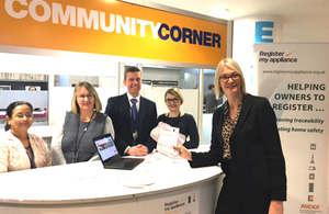 Minister Margot James registering her appliances at helpdesk