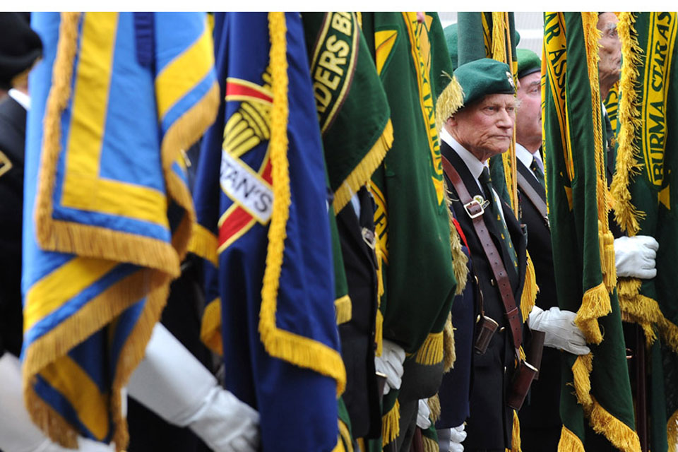 Royal British Legion and Burma Star standard bearers at the 65th anniversary of VJ Day commemorations in London