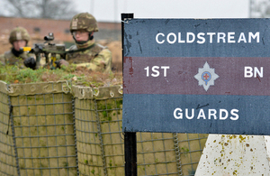 Members of the Coldstream Guards man a mock-up of a forward operating base [Picture: Sergeant Steve Blake, Crown copyright]