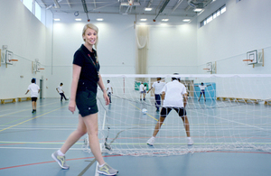 PE teacher Kirsty Downs in the gym