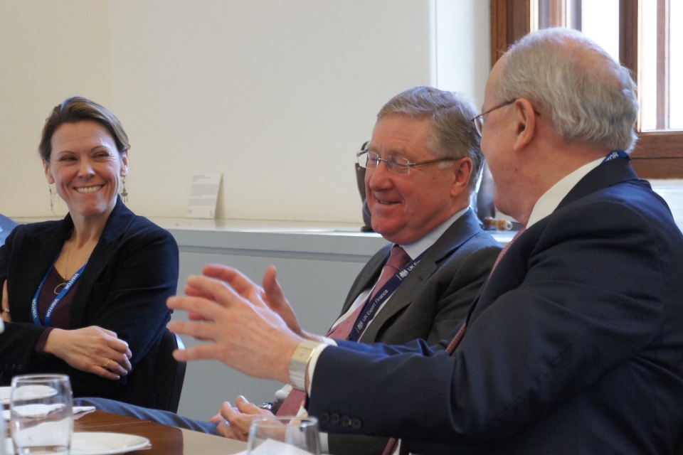 From left: Caroline Rees (SHIFT Project President), David Godfrey (UKEF Chief Executive) and Professor Ruggie