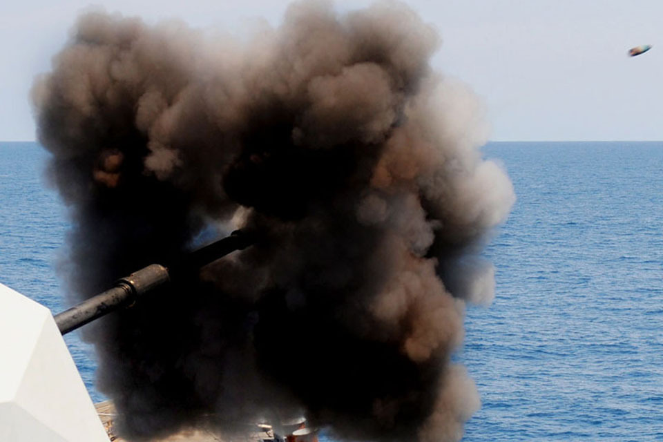 HMS Liverpool fires on Gaddafi forces