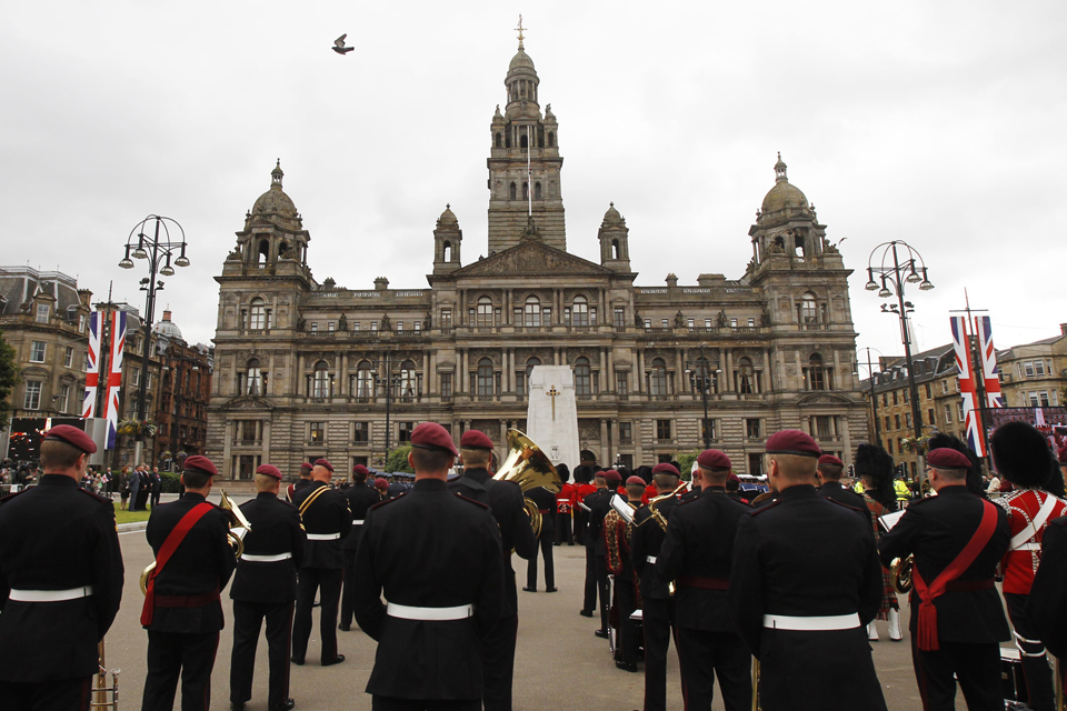 The wreath-laying ceremony at the Cenotaph in Glasgow.