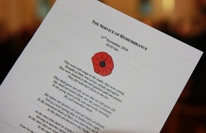 Remembrance Day Service programme