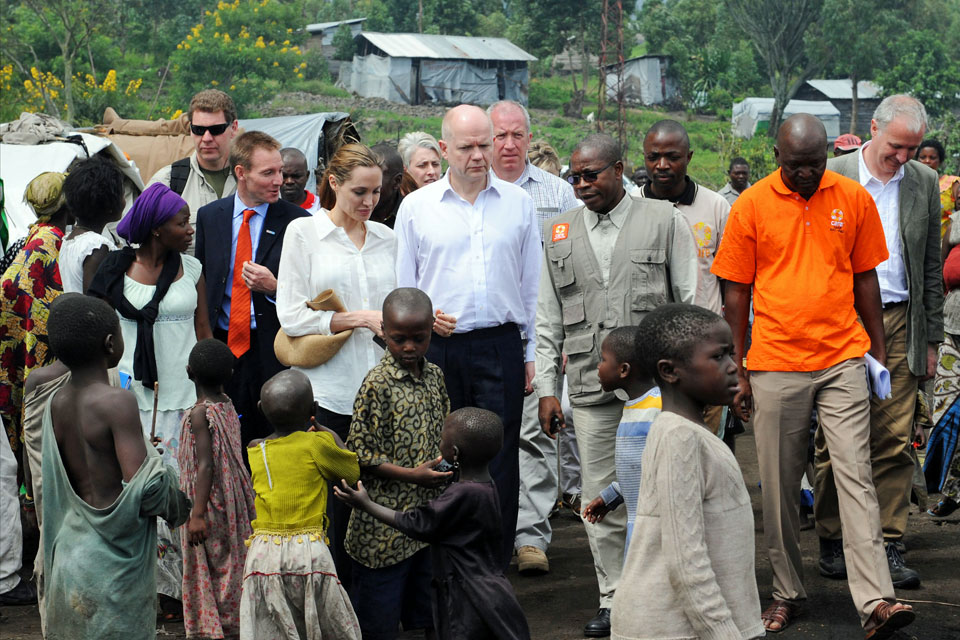 William Hague and Angelina Jolie visit Lac vert IDP camp in eastern DRC