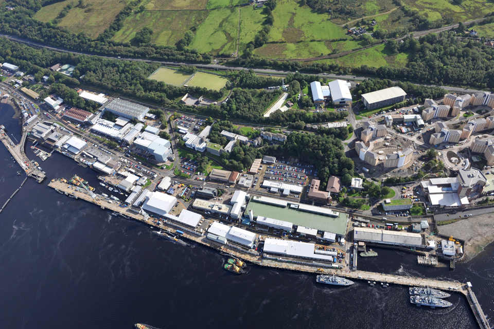 Aerial shot of HM Naval Base Clyde